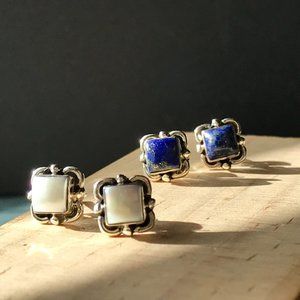 Pearl Studs / Lapis Studs - NEW, Never Worn